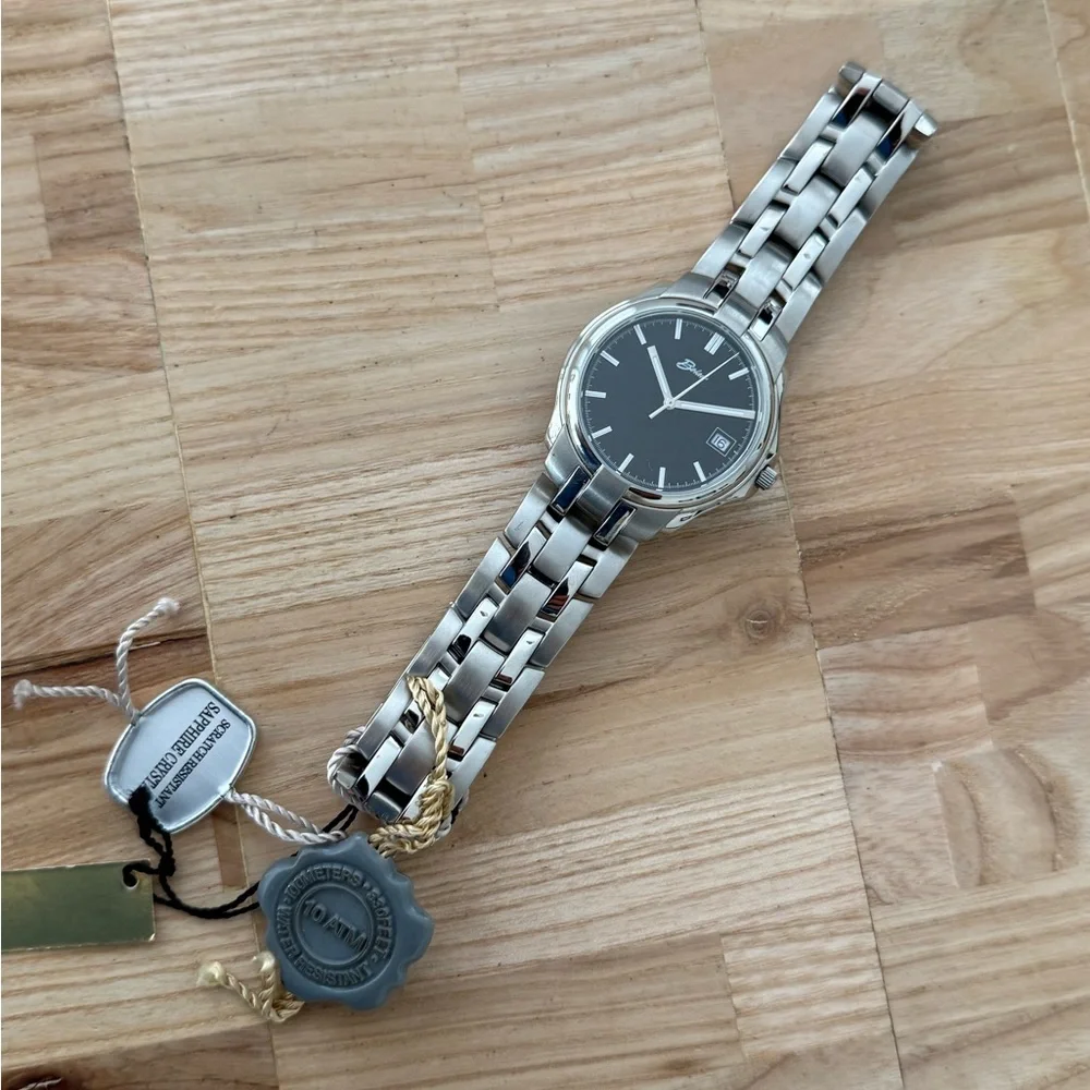 Belair Rare Luxury Watch Black Dial Stainless Bracelet New in Original Box
